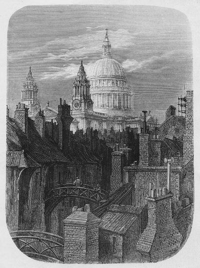 كاتدرائية القديس بولس والأحياء الفقيرة ، من "لندن ، رحلة حج" ، 1872 بواسطة Gustave Dore